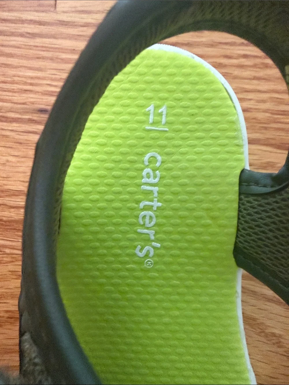 Carter's Dark Green Kids Sandals with Bright Lime Footbed